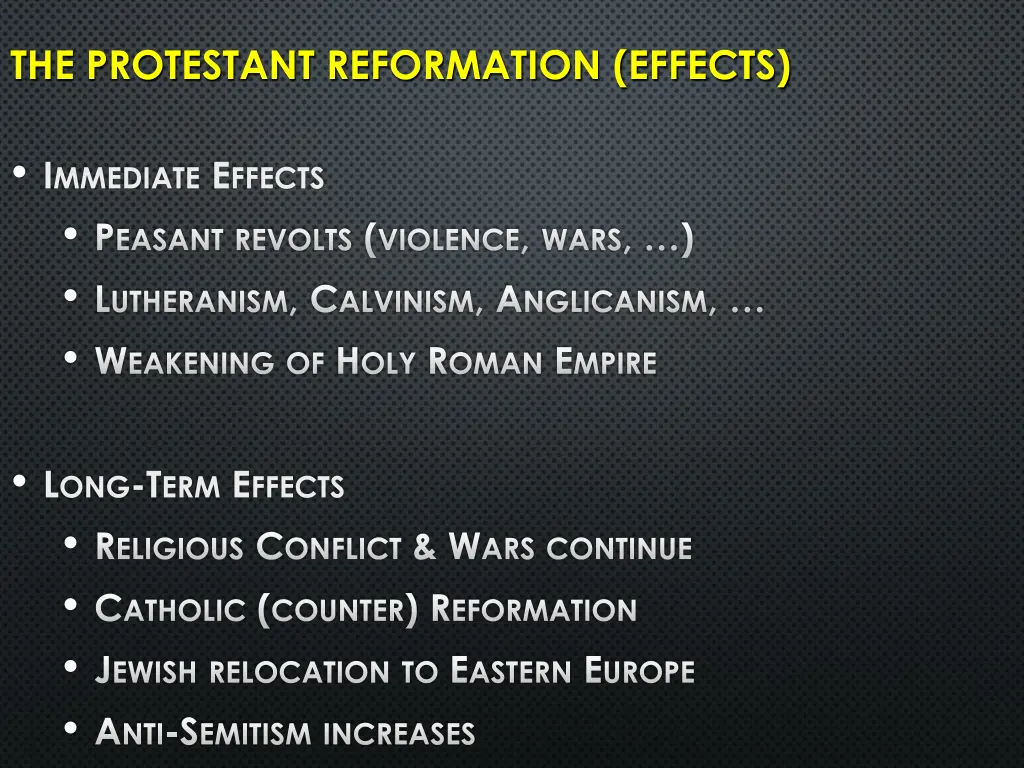 the protestant reformation effects