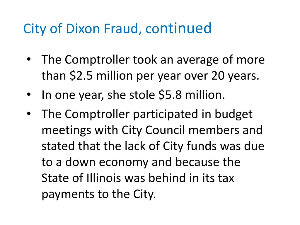 city of dixon fraud co ntinued