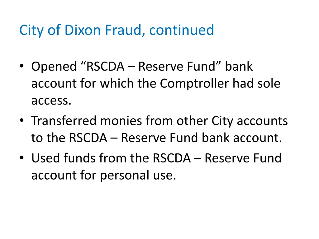 city of dixon fraud continued