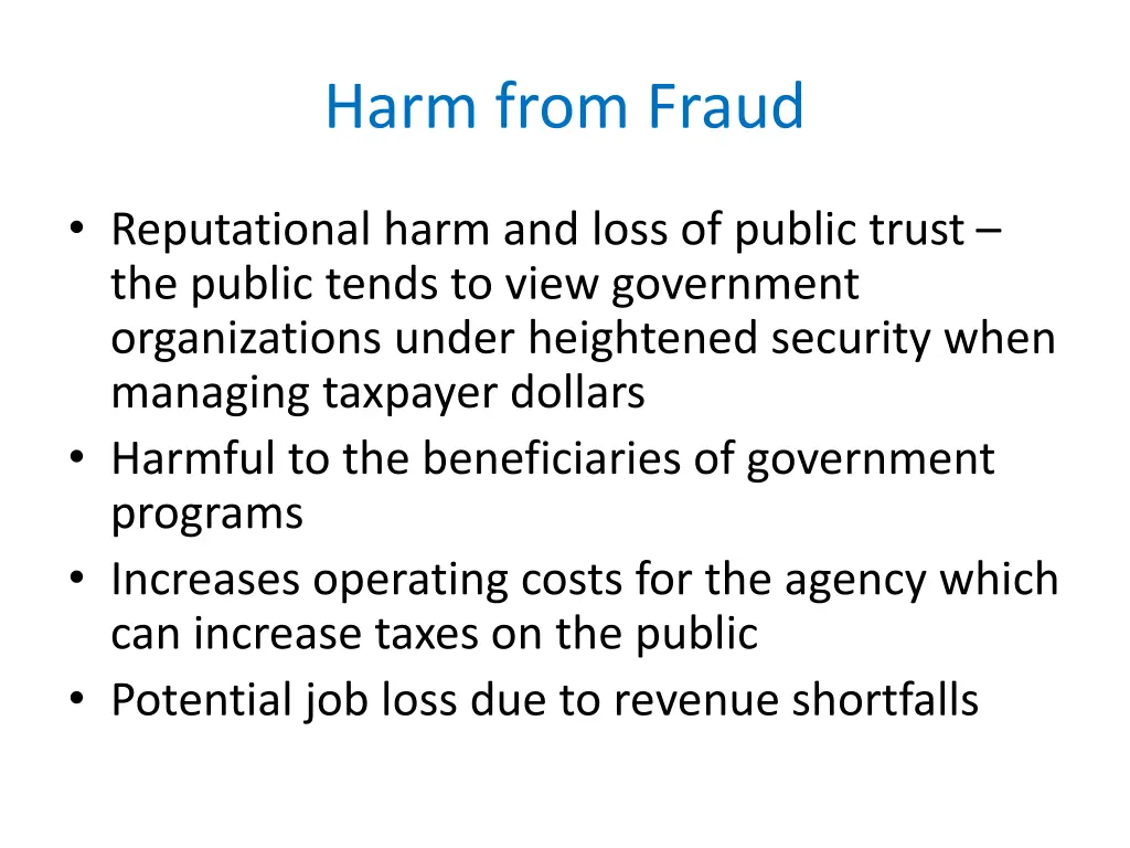 harm from fraud