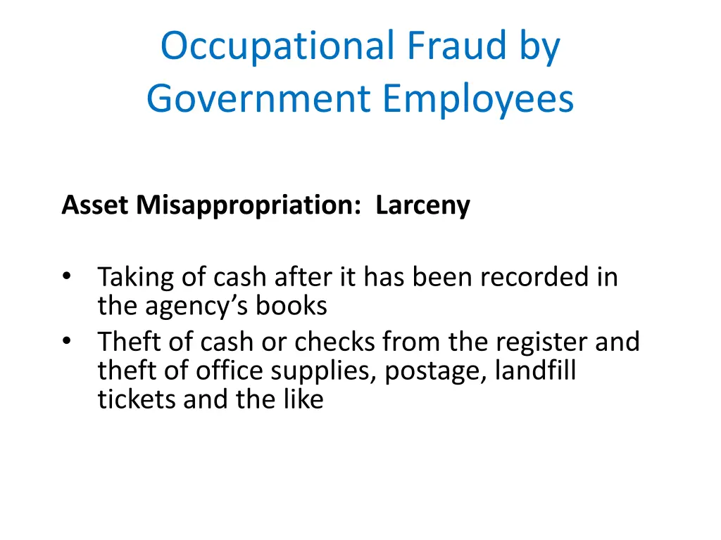 occupational fraud by government employees