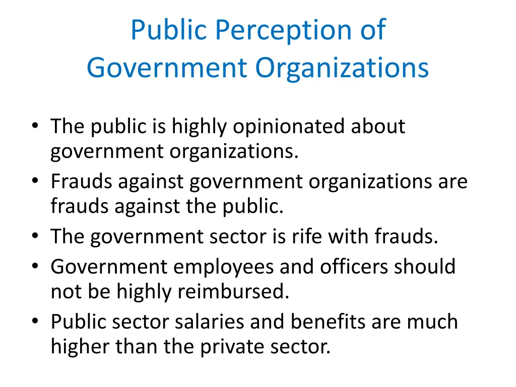 public perception of government organizations