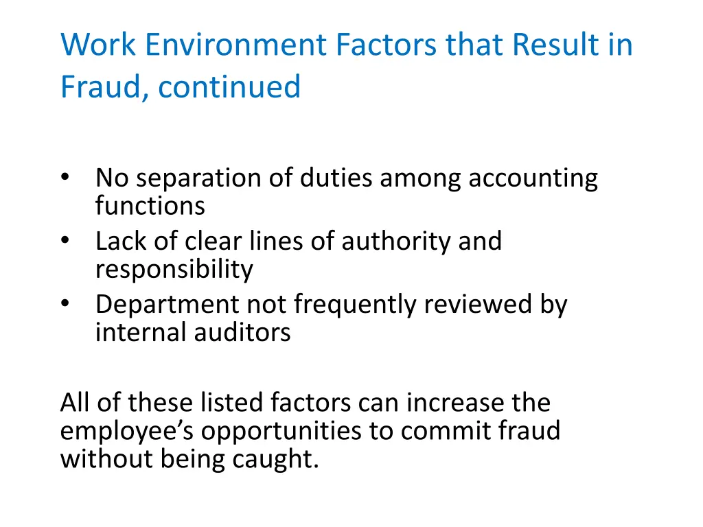 work environment factors that result in fraud 1