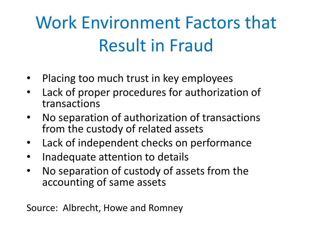 work environment factors that result in fraud