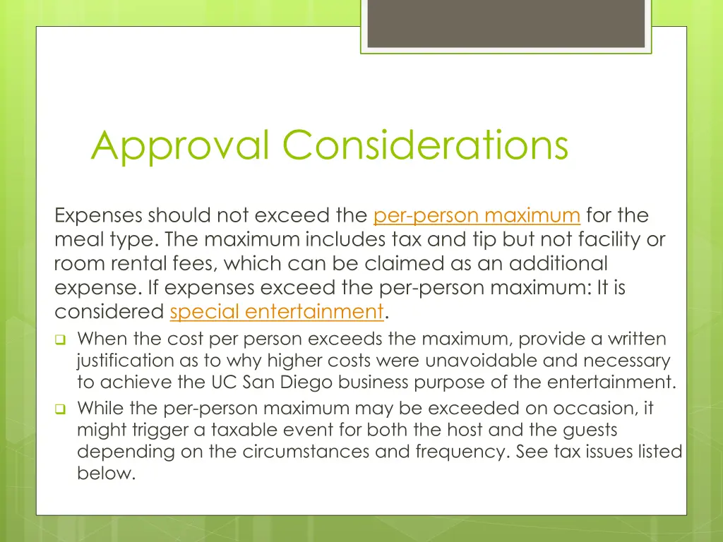 approval considerations