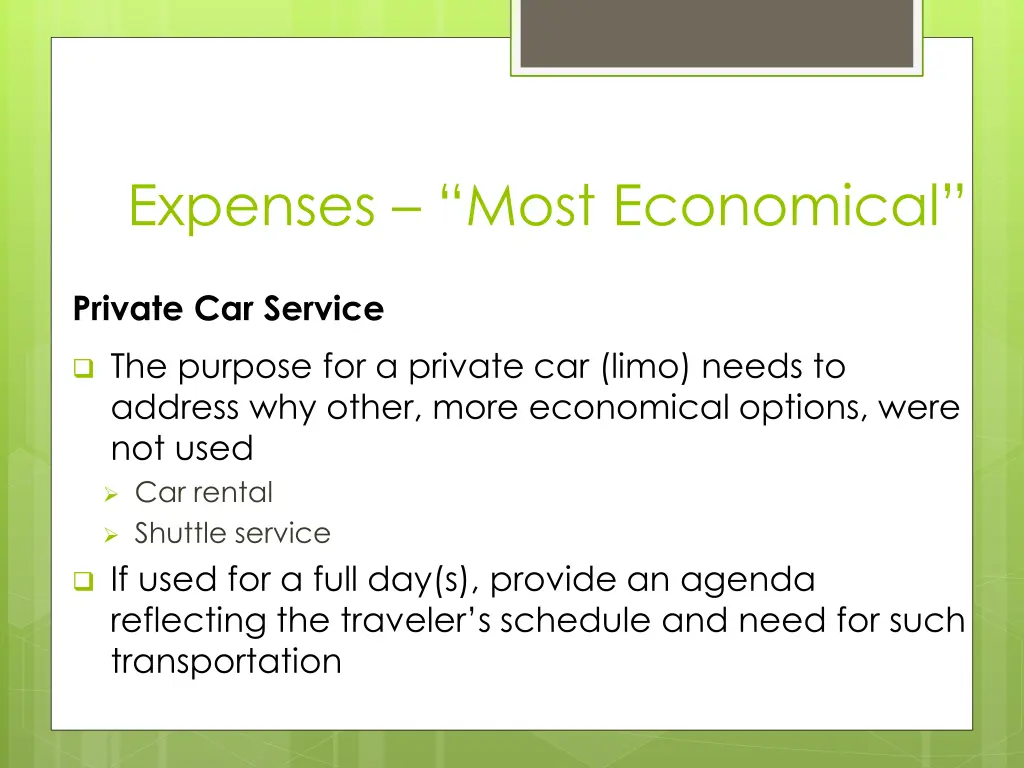 expenses most economical