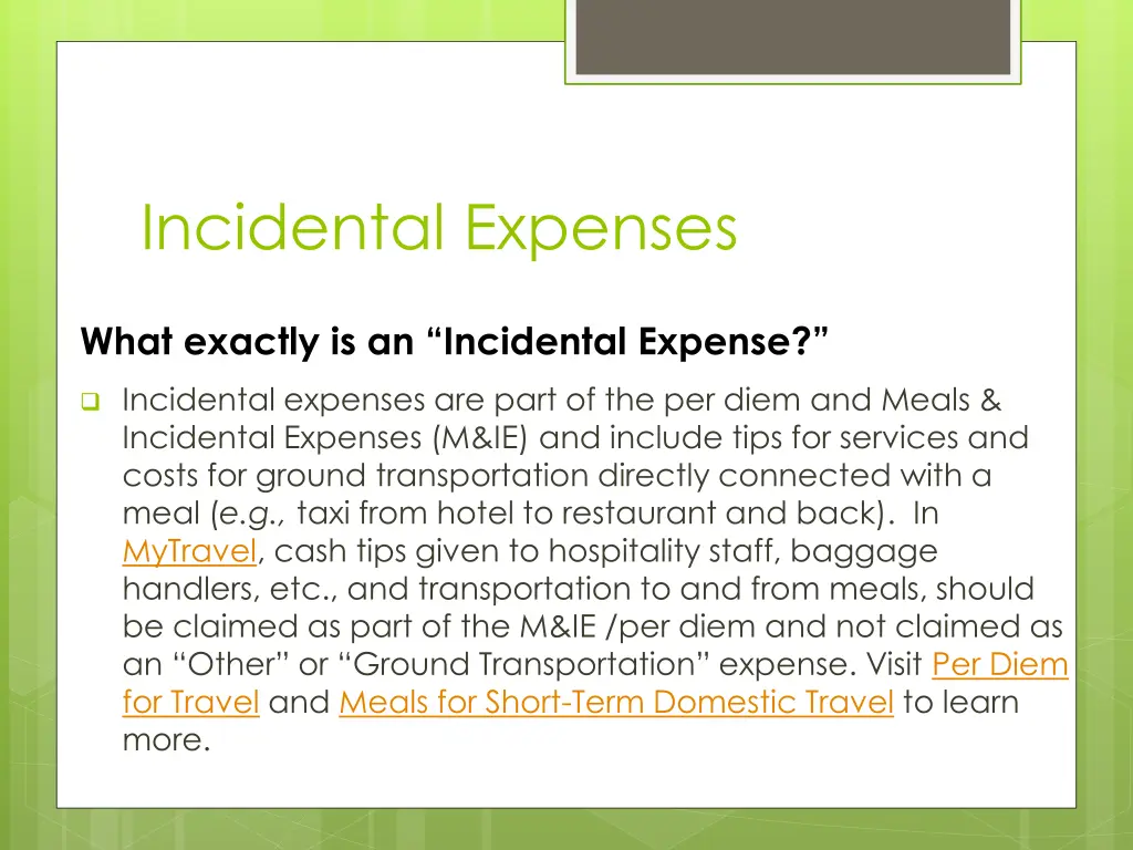 incidental expenses