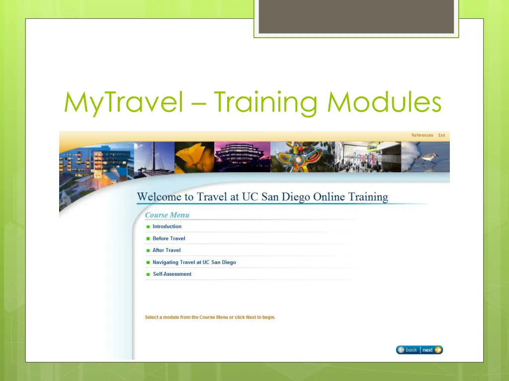 mytravel training modules