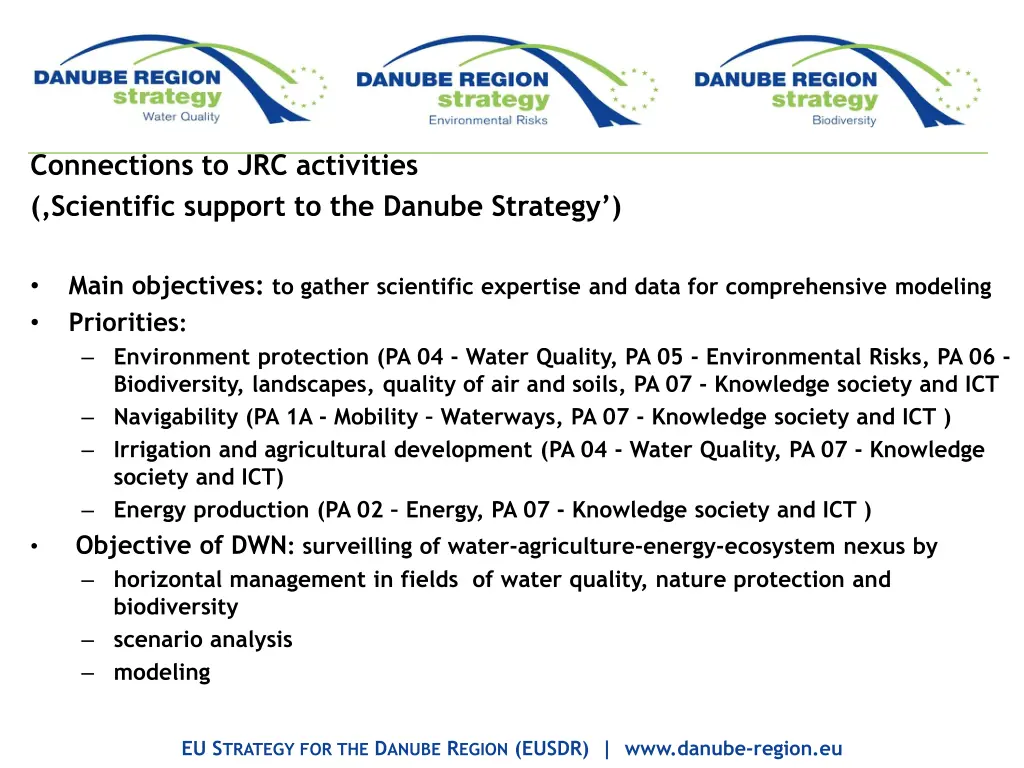 connections to jrc activities scientific support