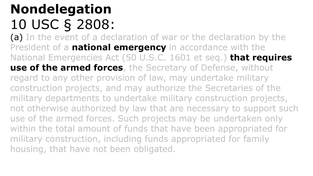 nondelegation 10 usc 2808 a in the event 1