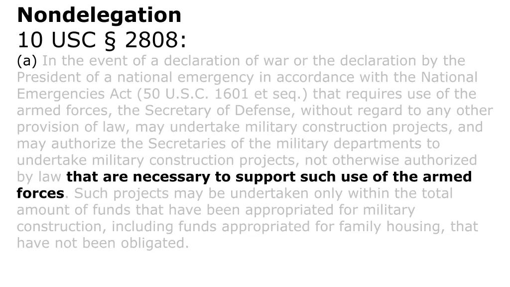 nondelegation 10 usc 2808 a in the event 3