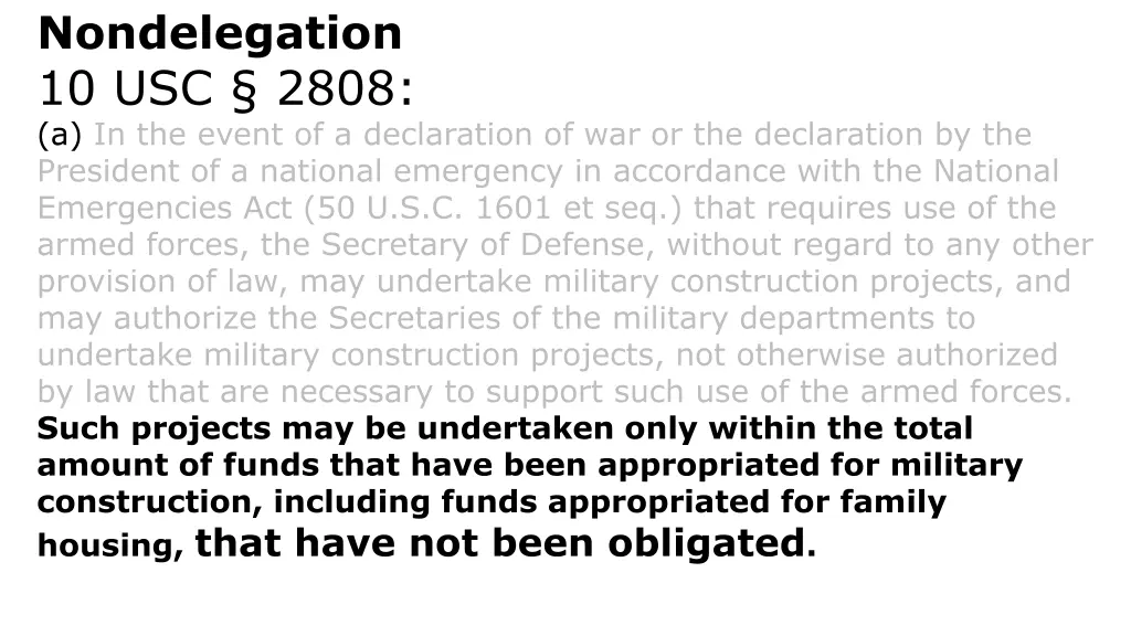 nondelegation 10 usc 2808 a in the event 4