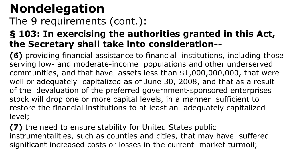 nondelegation the 9 requirements cont 1