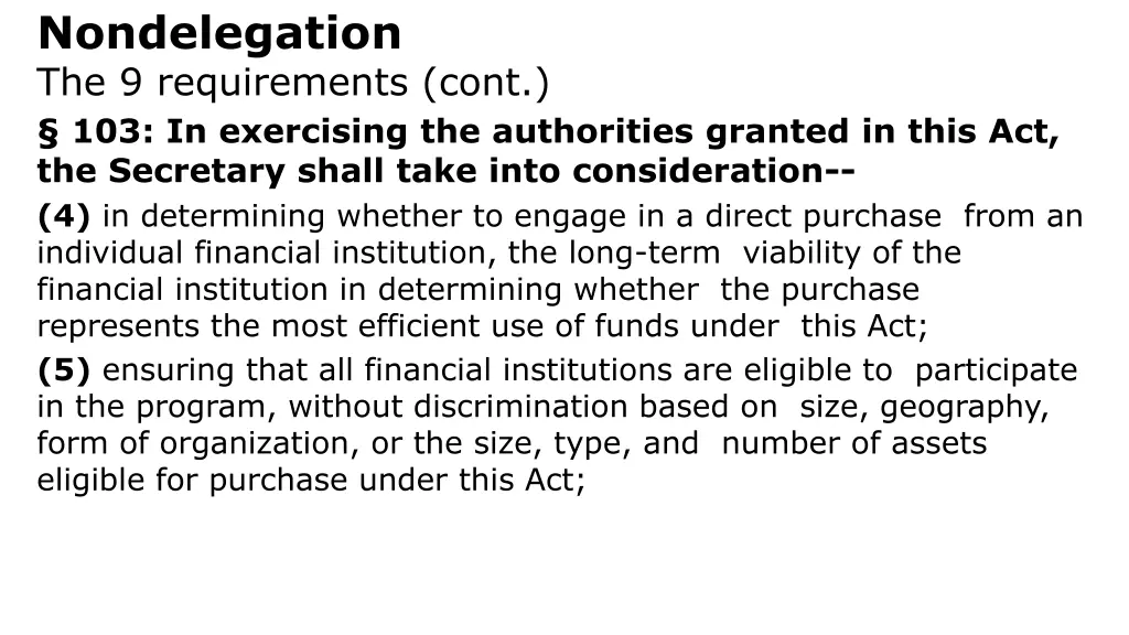 nondelegation the 9 requirements cont