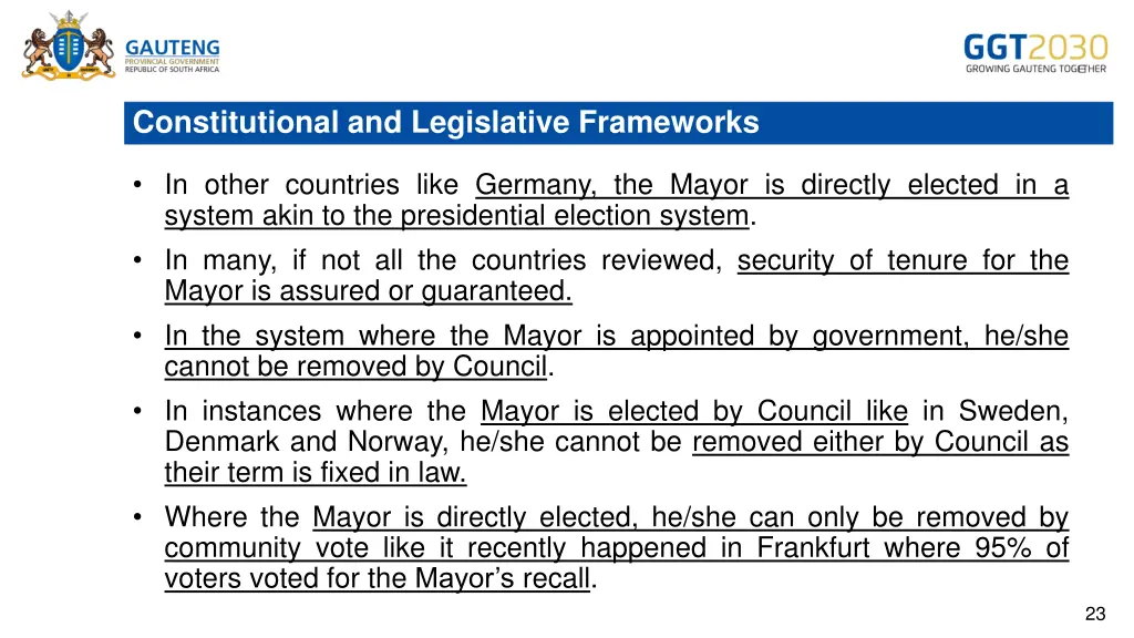 constitutional and legislative frameworks