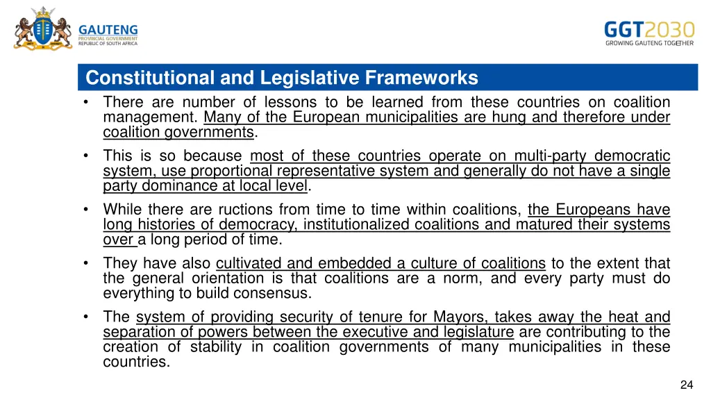 constitutional and legislative frameworks there