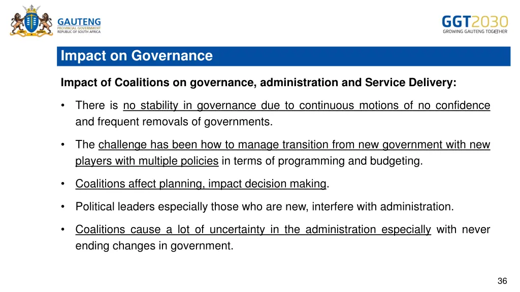 impact on governance