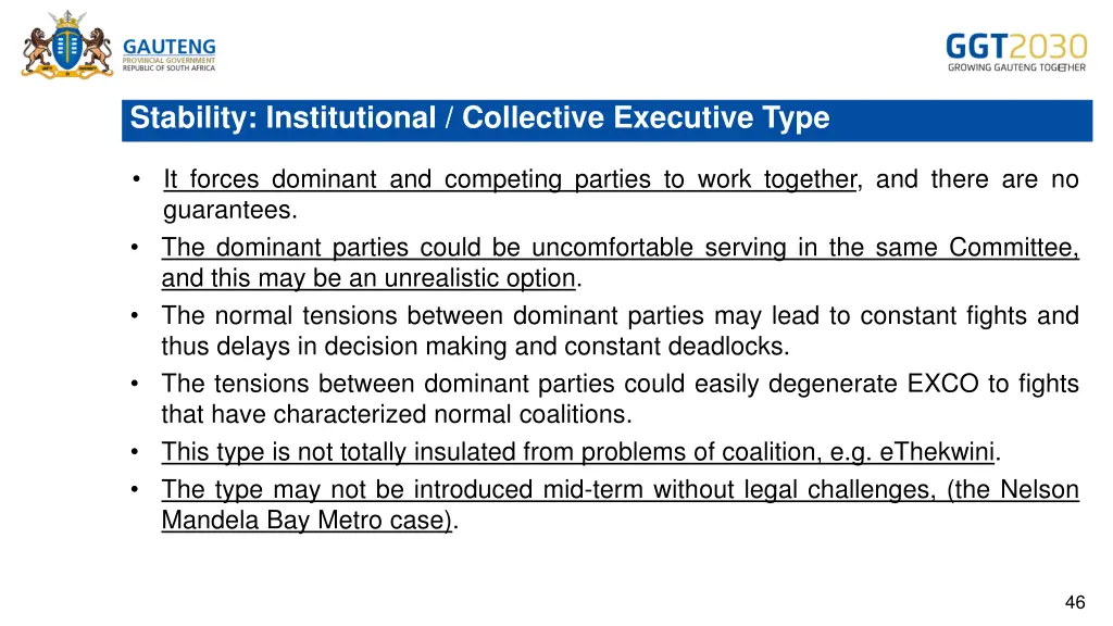 stability institutional collective executive type 1