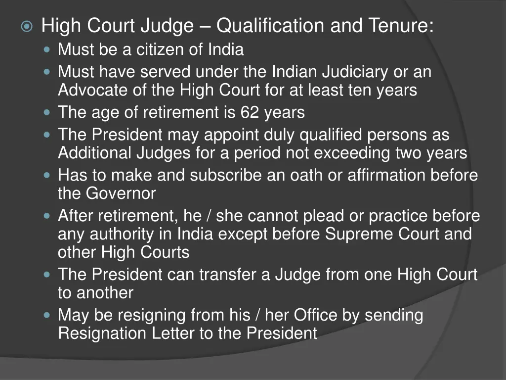 high court judge qualification and tenure must