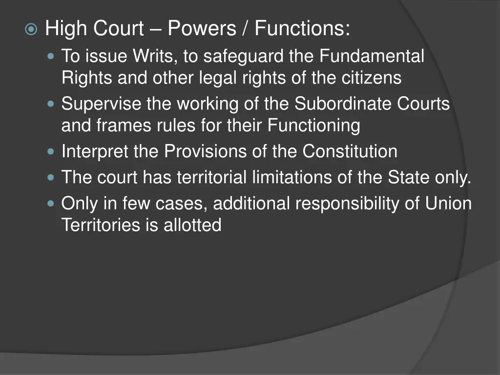 high court powers functions to issue writs