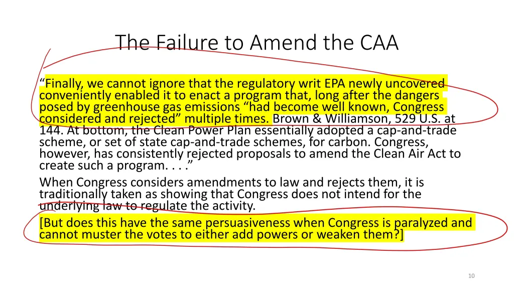 the failure to amend the caa