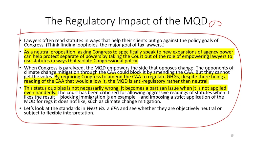 the regulatory impact of the mqd