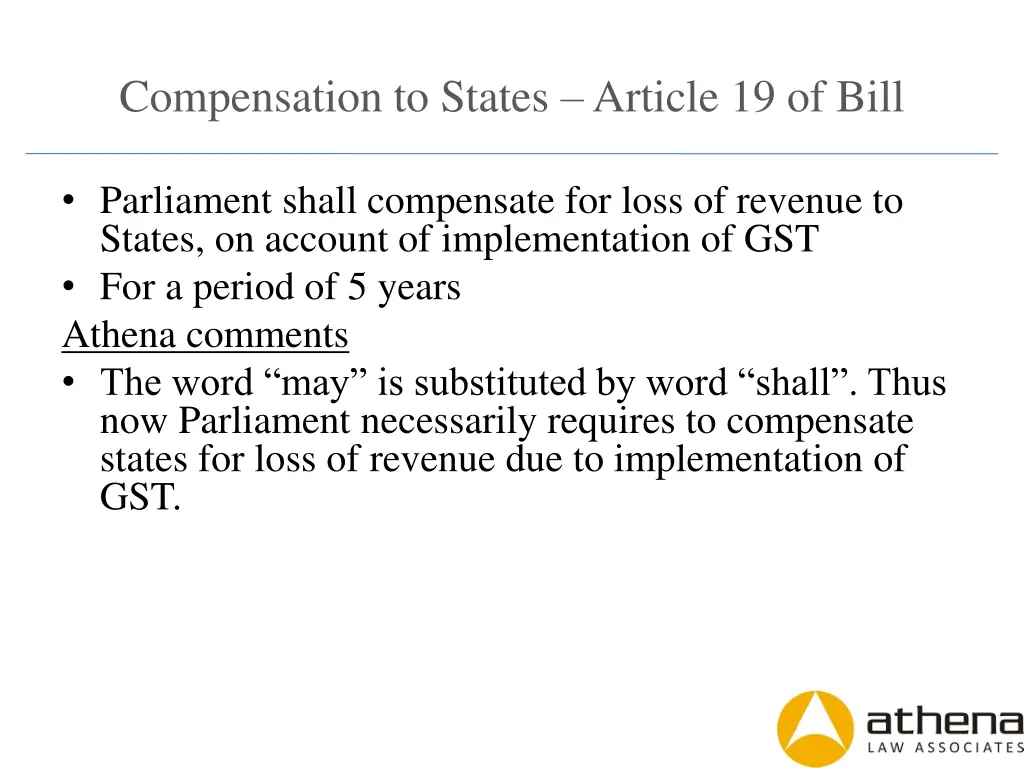 compensation to states article 19 of bill