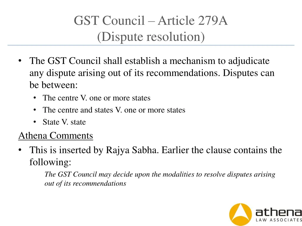 gst council article 279a dispute resolution