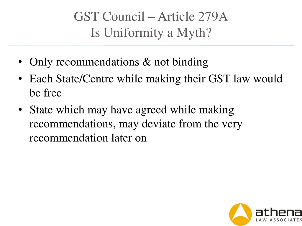 gst council article 279a is uniformity a myth