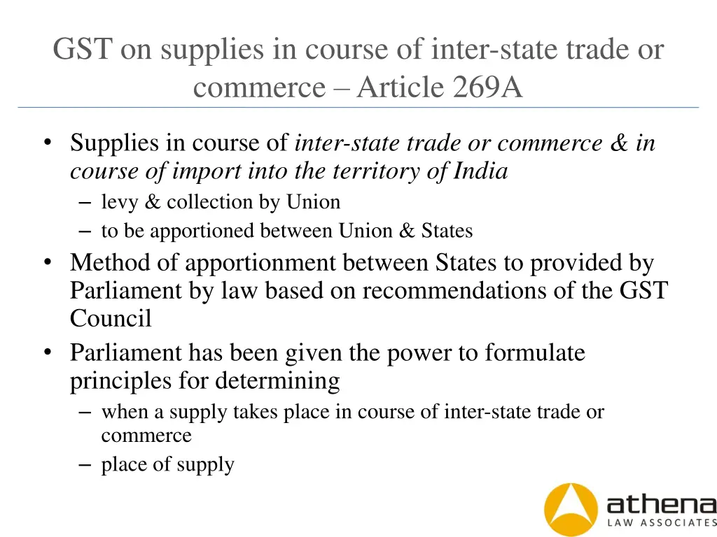 gst on supplies in course of inter state trade