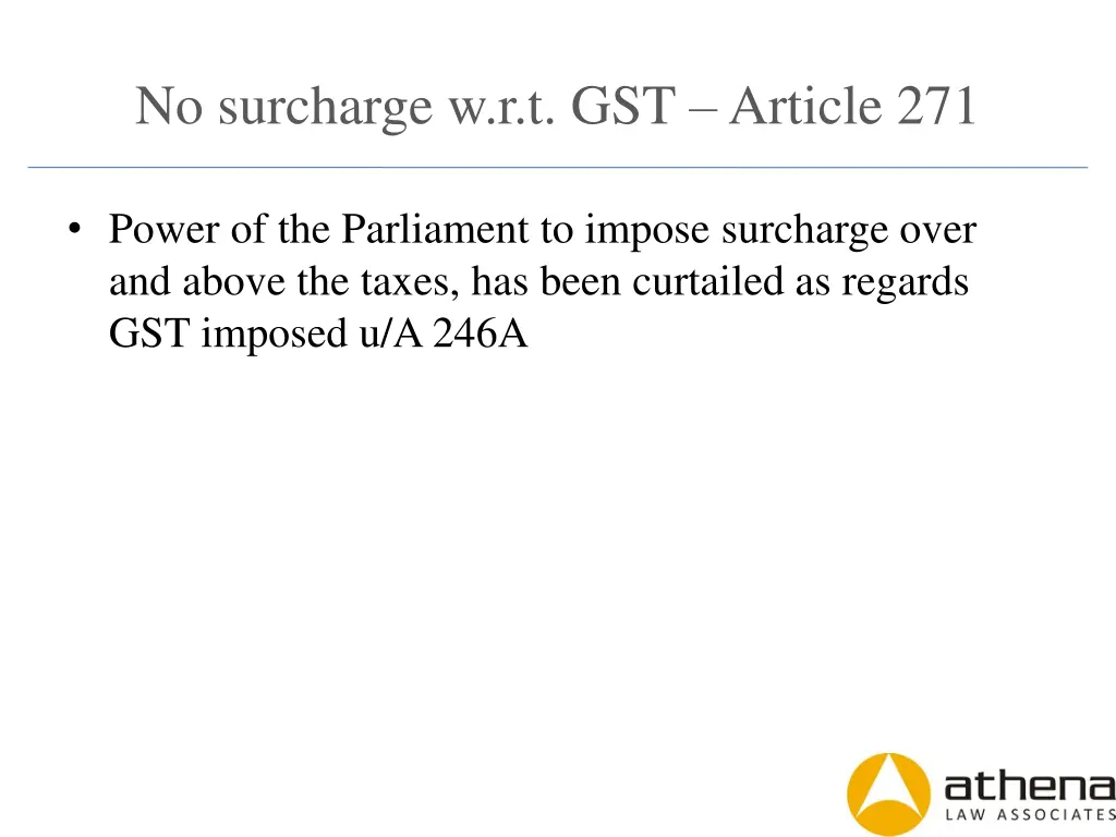 no surcharge w r t gst article 271