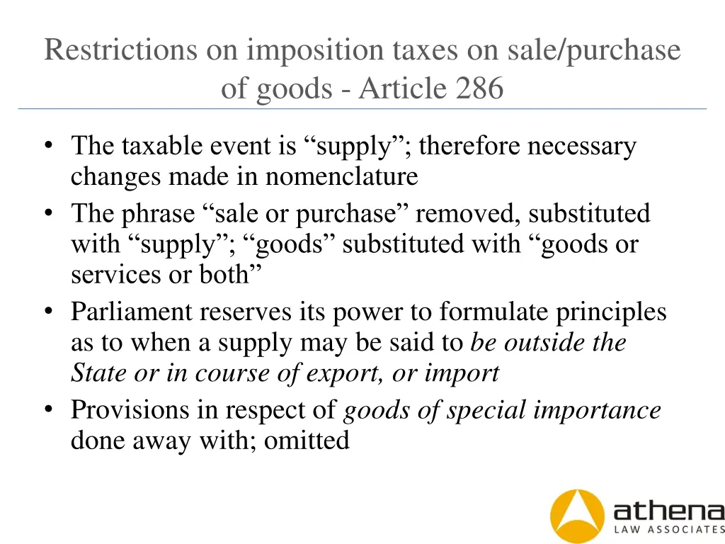 restrictions on imposition taxes on sale purchase