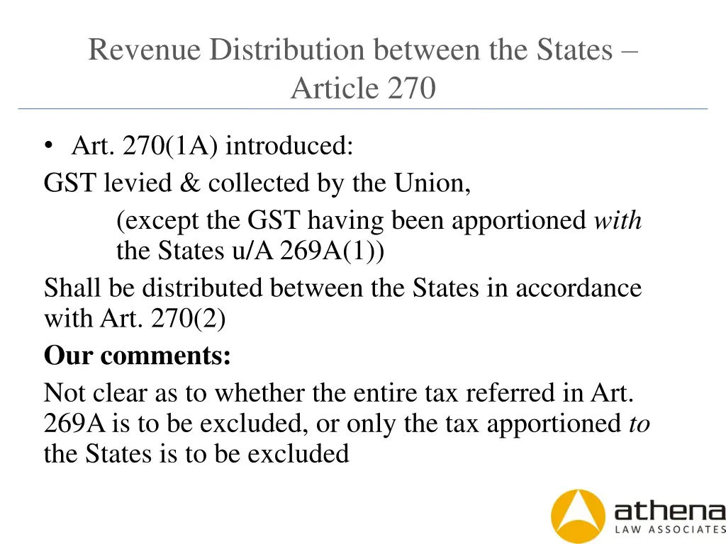 revenue distribution between the states article