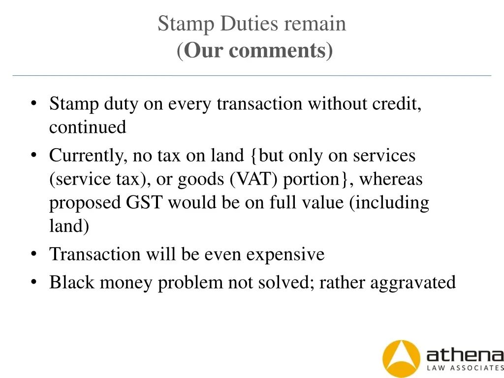 stamp duties remain our comments