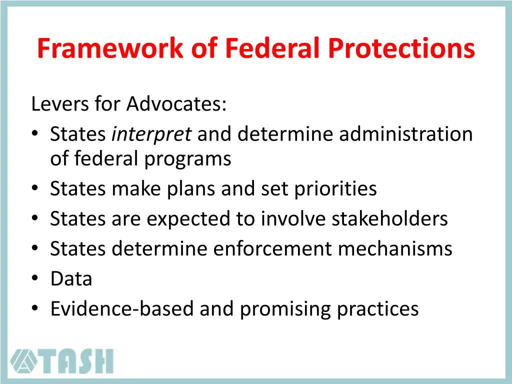 framework of federal protections