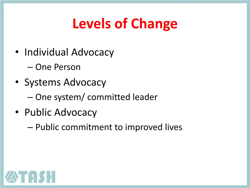 levels of change