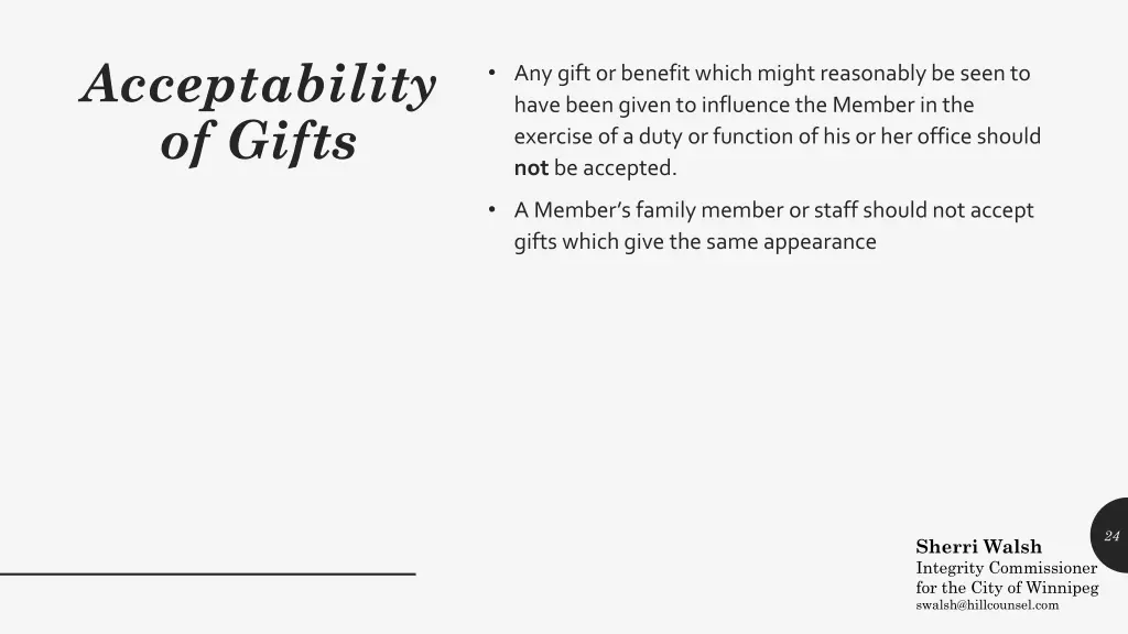 acceptability of gifts