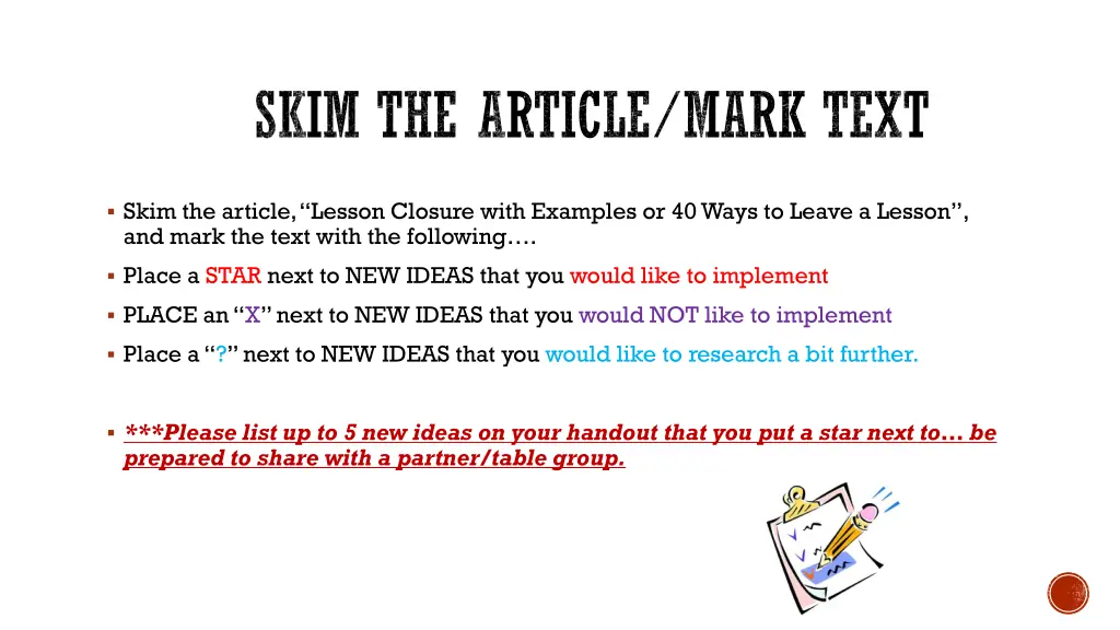 skim the article mark text 1