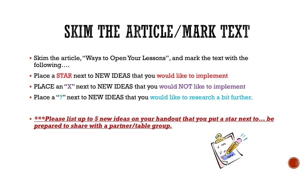 skim the article mark text