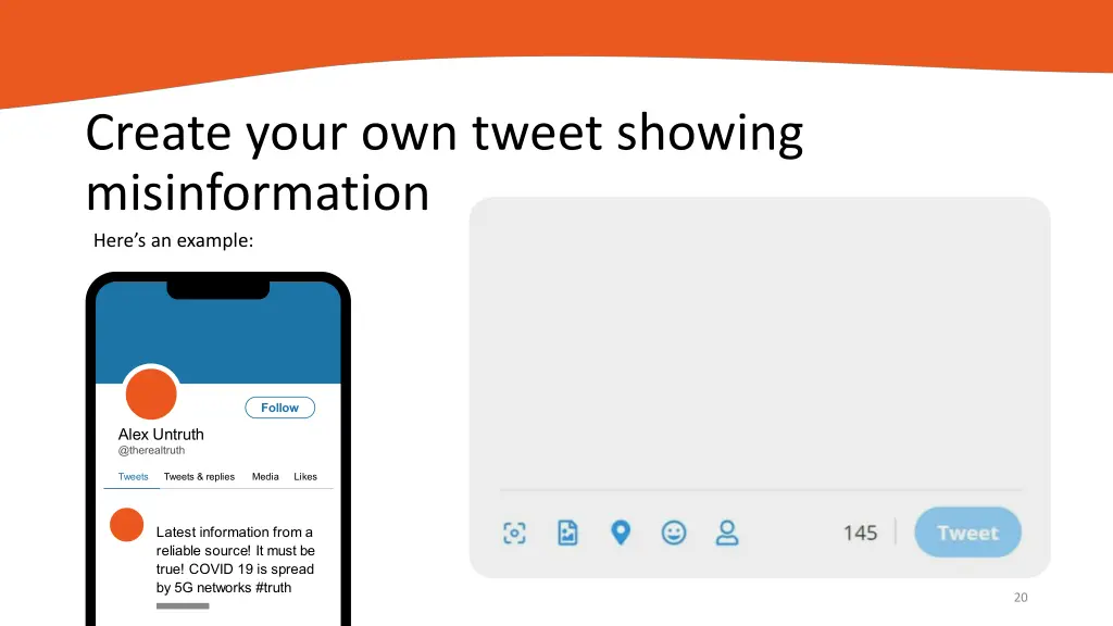 create your own tweet showing misinformation here