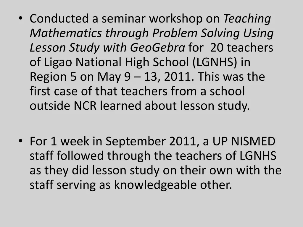 conducted a seminar workshop on teaching