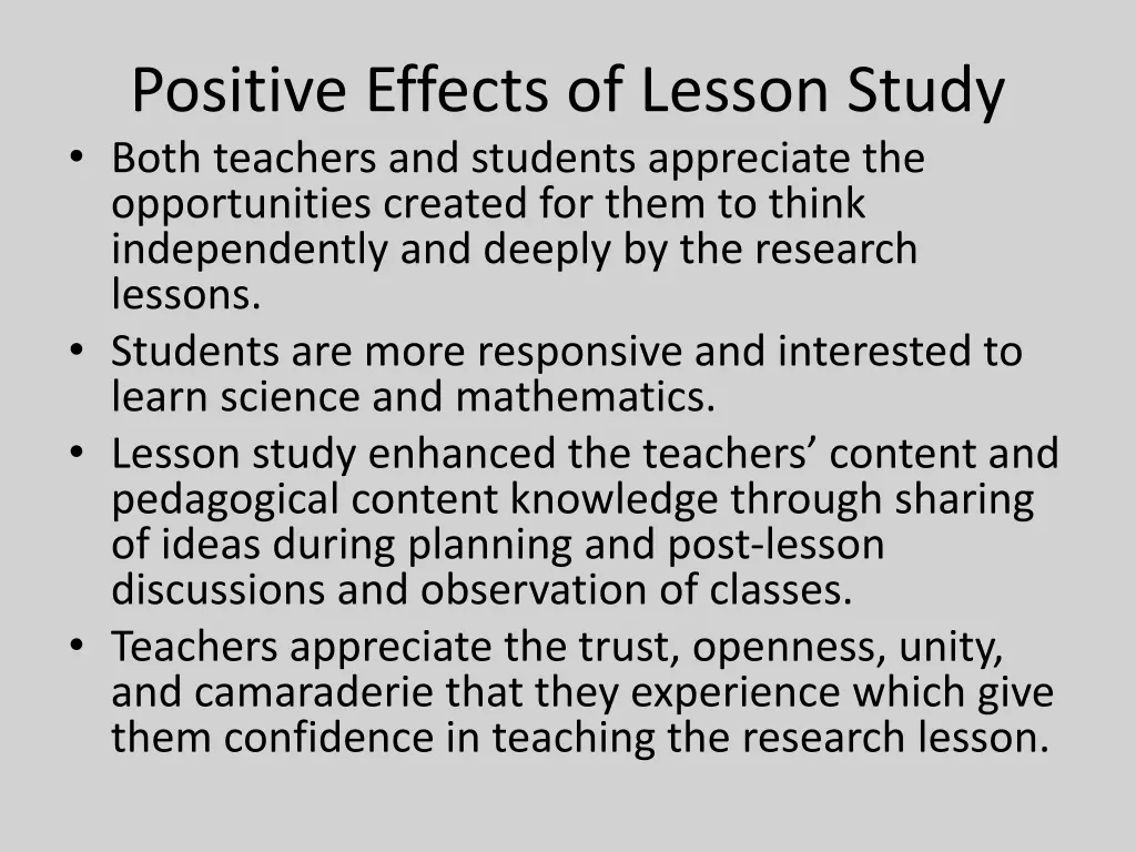 positive effects of lesson study both teachers