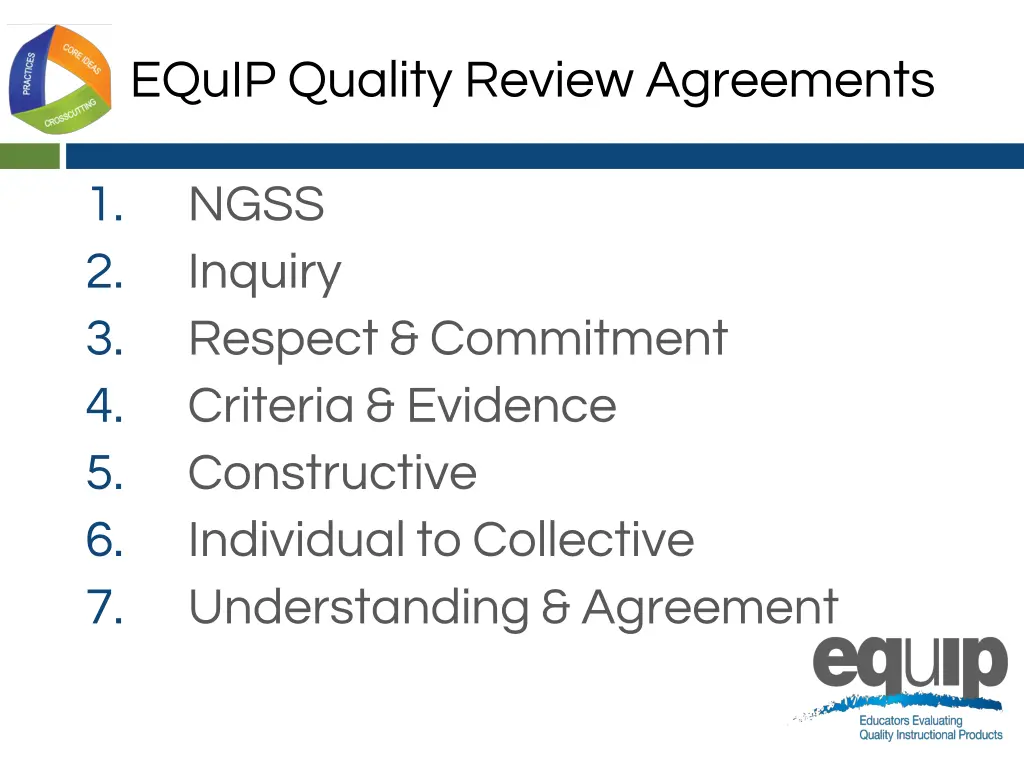 equip quality review agreements