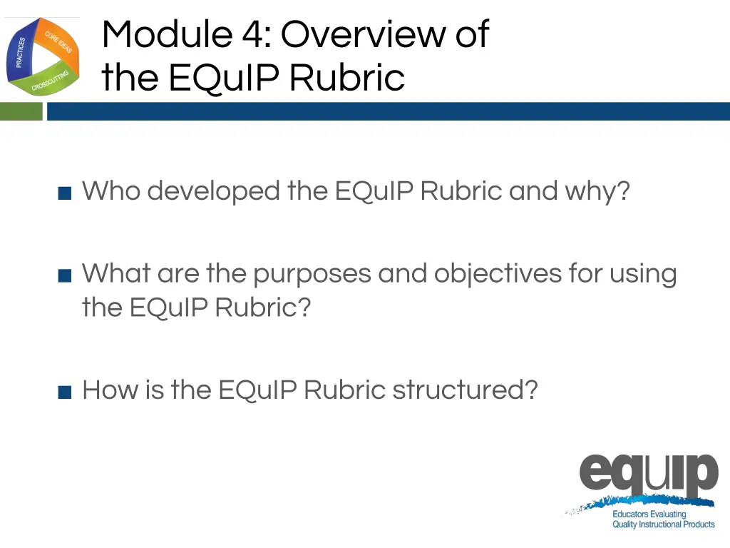 module 4 overview of the equip rubric