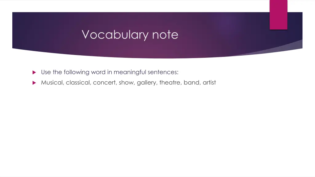 vocabulary note