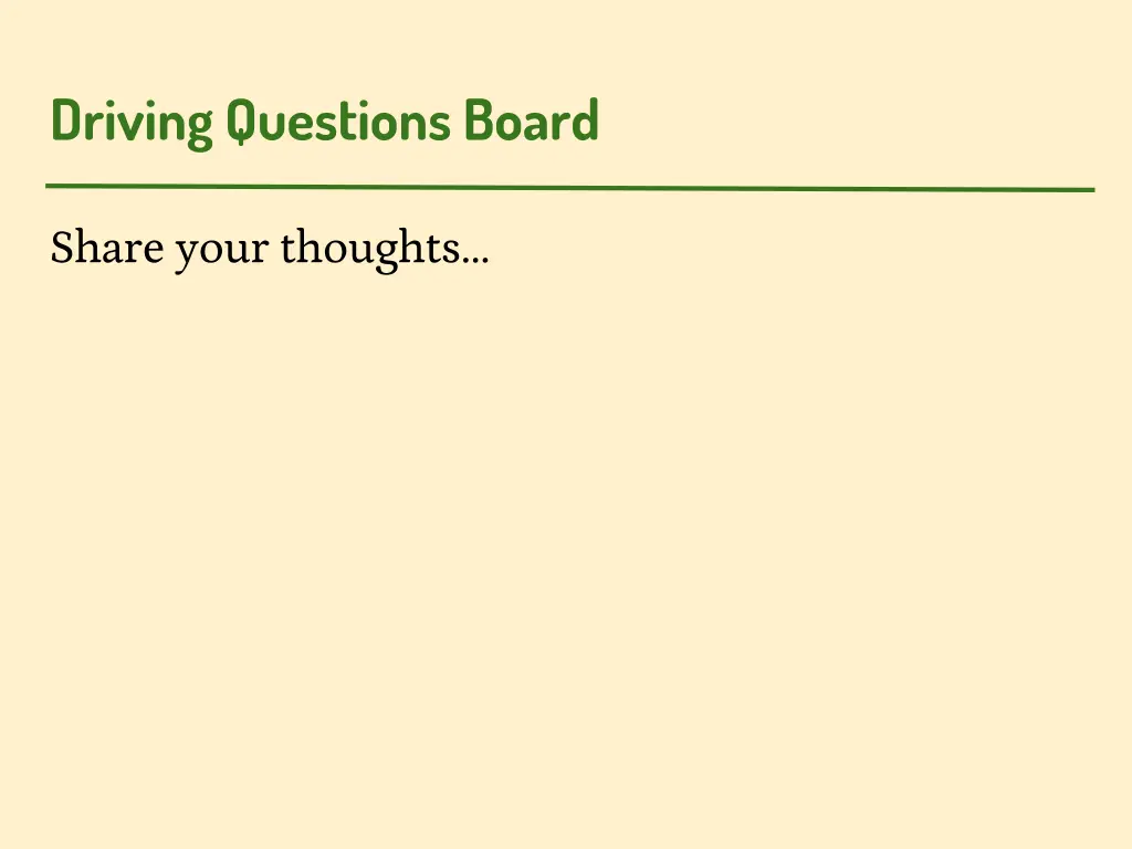 driving questions board