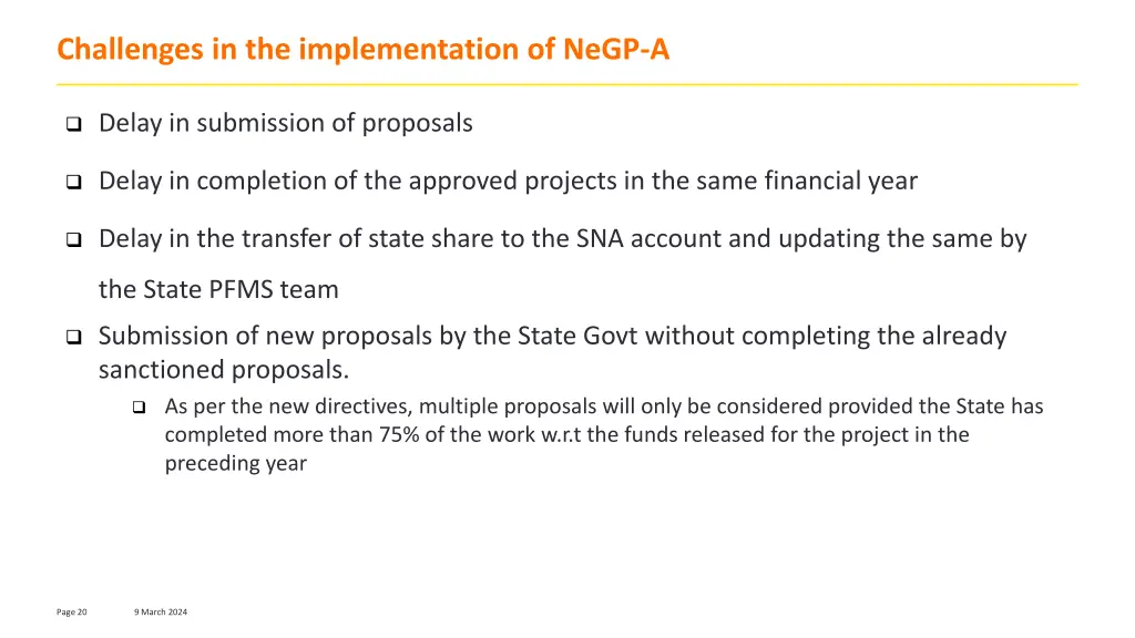 challenges in the implementation of negp a