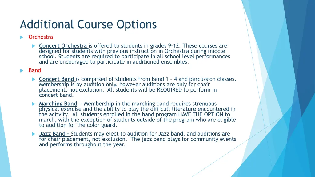 additional course options 1