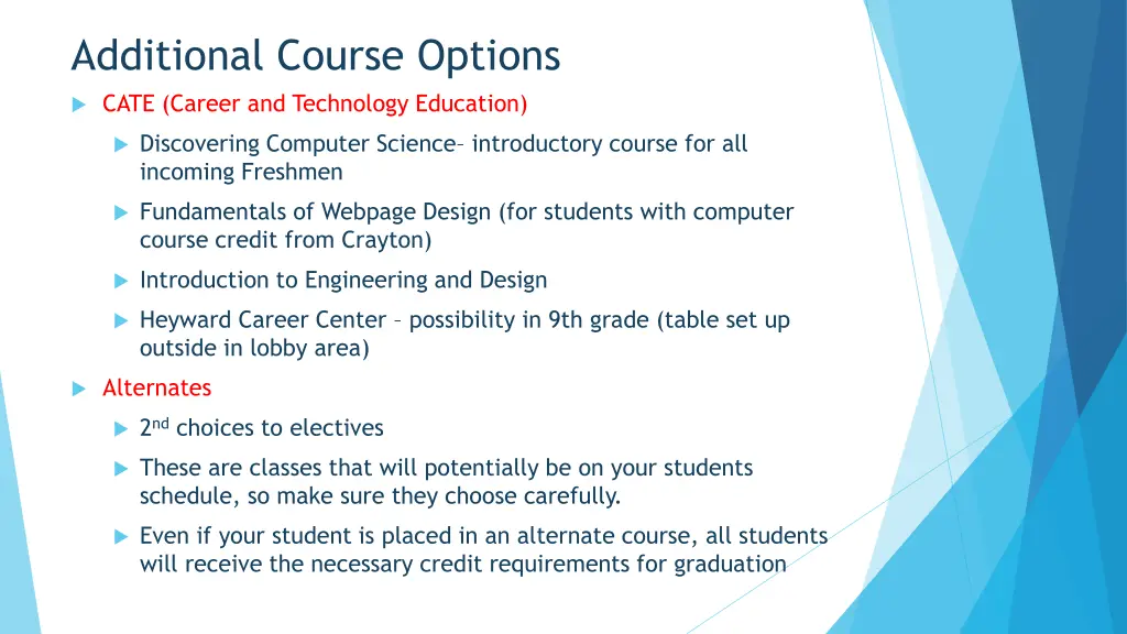 additional course options 2