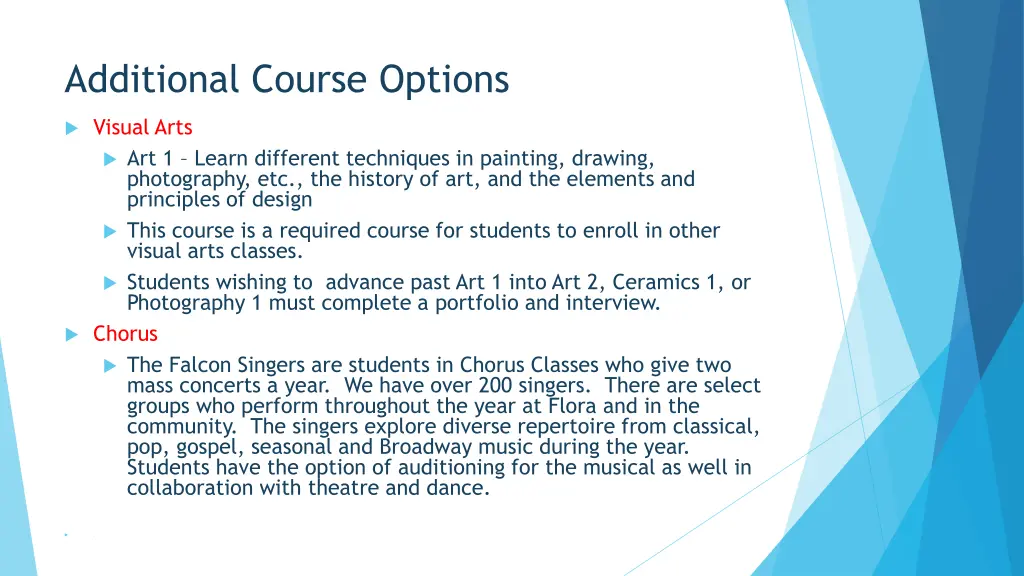 additional course options